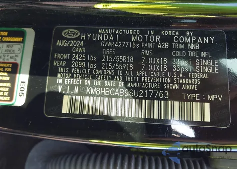 2025 Hyundai Kona Sel z USA, uszkodzony, nr VIN KM8HBCAB9SU217763